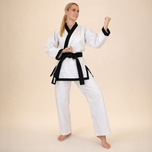 Furyon Tang Soo Do Dobok 7oz | Black Trim Uniform