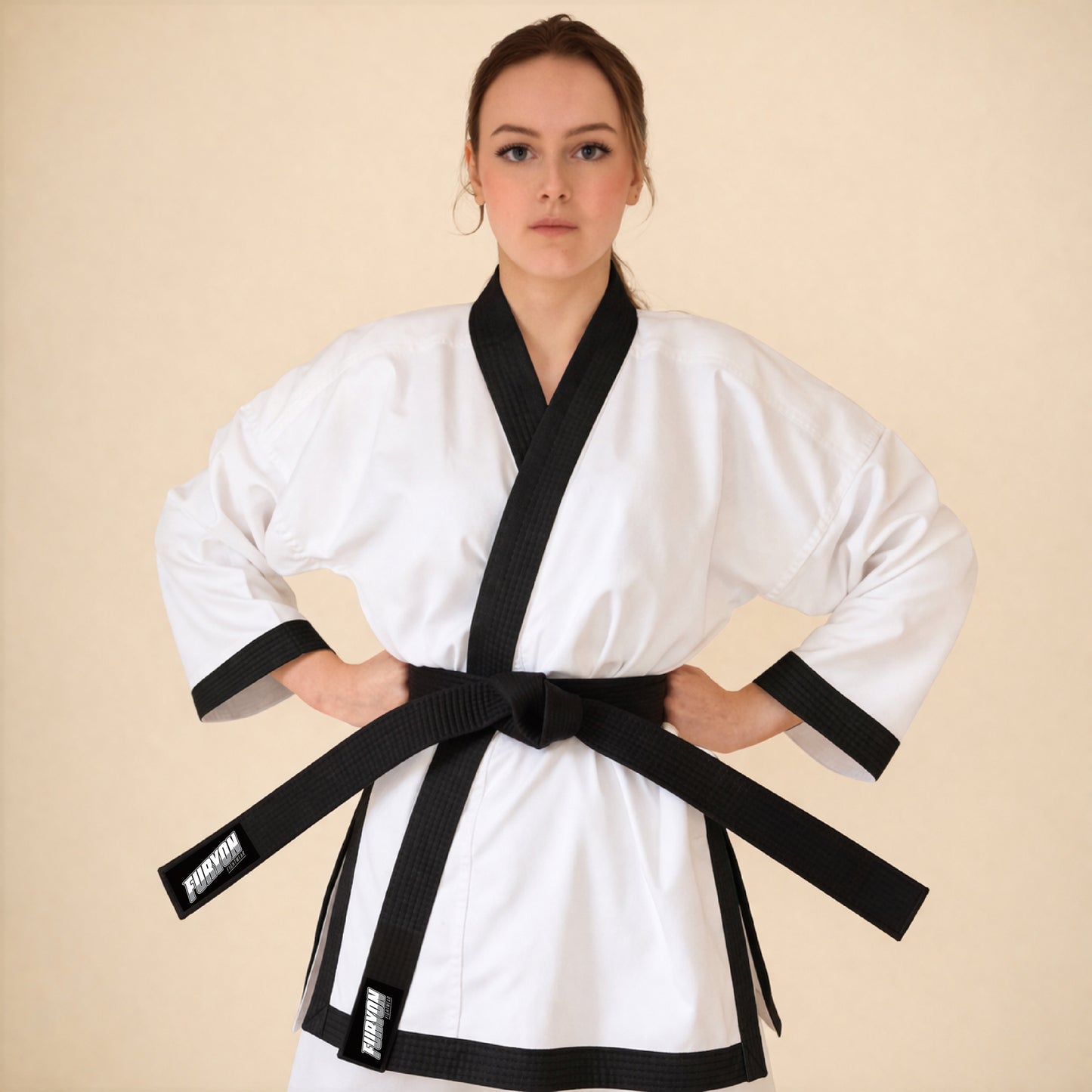 Furyon Tang Soo Do Dobok 7oz | Black Trim Uniform